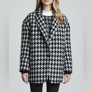 Theory Danvey Houndstooth Coat Black and White Medium